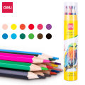 Deli color pencil children's drawing pen oily water soluble erasable color pen learning stationery primary school students.