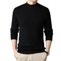 Men Fall Winter Sweater Knitted Solid Color Elastic Half-high Collar Long Sleeve Slim Fit Pullover Soft Warm Anti-pilling Men.