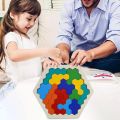 Hexagon Tangram Puzzles Wooden Brain Teaser IQ Game Educational Toys For Childrens Adults Montessori Toys Birthday Gifts. 