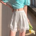 Women Safety Pants Ice Silk Boxer Shorts Ladies Lace Seamless Underwear Polyester Bloomers Shorts Anti-Emptied Pajama Pants. 