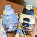 1100ML Kawaii Bear Water Bottles With Straw Large Capacity Cartoon Tumbler Children's Cup For School Outdoor Travel DrinkwareBasketball. 
