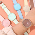 Japanese Minimalist Style Niche Design Creative Fashionable Macaron Color Square Watch Multicolored PU Watchband Quartz Watch Women Casual Watch 1Pcs.