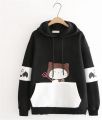 Exclusive Design Women Cute Cat Printed Cotton Hoodie For Winter.
