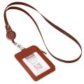 Multi-functional PU Leather ID Card Badge Holder Protector Case Cover Wallet with 5 Card Slots Zipper Pocket (Black/Brown) - intl. 