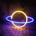 LED Neon Battery Powered Lamp Room Light Planet Neon Signs Led Wall Art Light moon light nightlight.