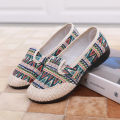 Canvas Fisherman Women's Shoes Ethnic Style Old Beijing Cloth Shoes Linen Flat Low-Cut Slip-on Mother Shoes Peas Shoes. 