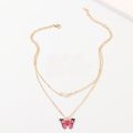 Trendy Fashionable Double Layer Pearl Chain Choker Butterfly Pendant Necklaces for Girls Simple Stylish New Collection 2024 - Necklace for Women Simple Stylish Fashion. 