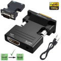 【Seasonal Sale】 HDMI-compatible To VGA Converter With 3.5mm Audio Cable For PS4 PC TV Monitor Projector HD 1080P VGA Female to HDMI Male. 