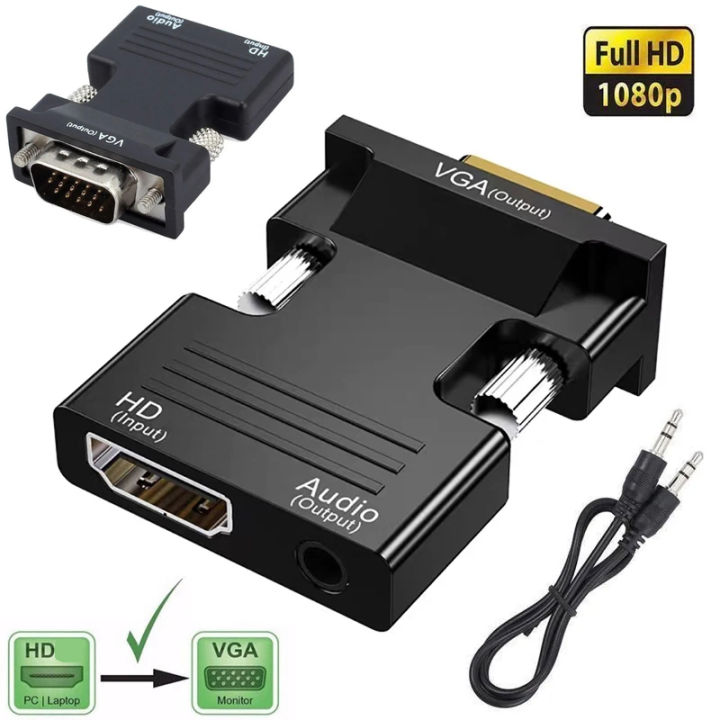 【Seasonal Sale】 HDMI-compatible To VGA Converter With 3.5mm Audio Cable For PS4 PC TV Monitor Projector HD 1080P VGA Female to HDMI Male