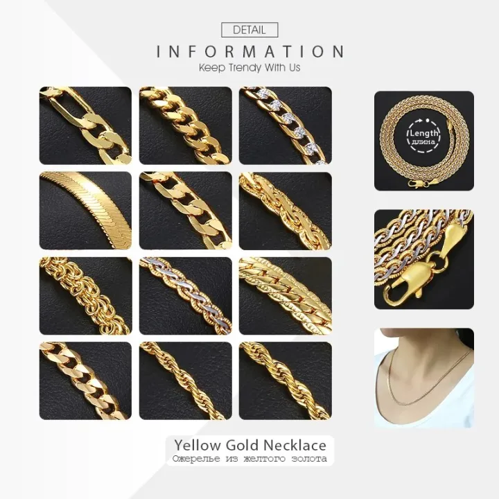 Necklace%20For%20Women%20Men%20Gold%20Color%20Figaro%20Rope%20Snake%20Curb%20Cuban%20Link%20Chain%20Mens%20Womens%20Fashion%20Jewelry%2018-24%20GNN2%20-%20Image%204