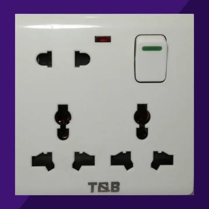 Multiple Socket Signage Electric 8 pin wall multi socket with Indicator 3 pin Double & 2 Pin ...