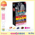 Assorted Flavours (Strawberry, Banana, Grape, Chocolate, Bubblegum) Big Dotted Condom 1 Pack (10 Pcs). 