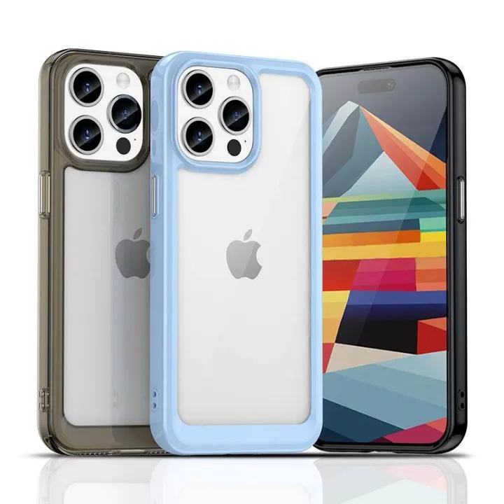 tzmar%20for%20iPhone%2015%20Pro%20Candy%20Color%20Hard%20Case%20Transparent%20Shockproof%20Back%20Phone%20Cover%20-%20Image%202