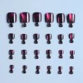 24pcs Glitter Purple Aurora y2k False Toe Nails with Designs Cat's Eye Foot Nails Full Cover Press on Square Feet Nail Tips.