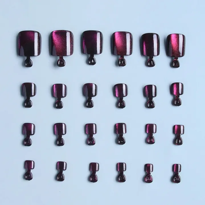 24pcs%20Glitter%20Purple%20Aurora%20y2k%20False%20Toe%20Nails%20with%20Designs%20Cat's%20Eye%20Foot%20Nails%20Full%20Cover%20Press%20on%20Square%20Feet%20Nail%20Tips%20-%20Image%204