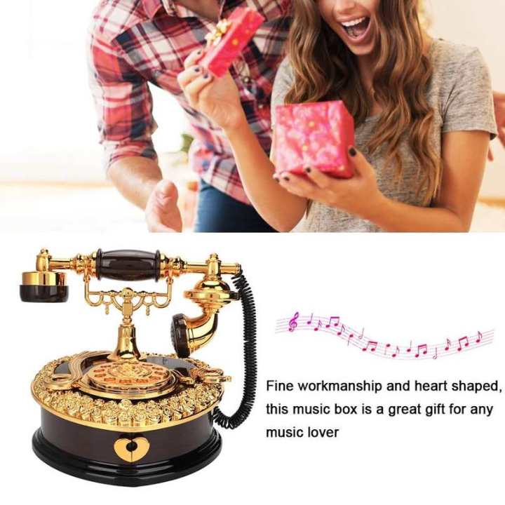 Music Box Ornament Retro Telephone Model Home Decoration Craft Special Gifts