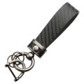 Automotive carbon fiber pattern fashion long metal key chain automotive leather key chain spring ring horseshoe buckle. 