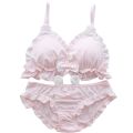 Kawaii Lolita Bra and Panty Set White Lingerie Cute Japanese Milk Silk Bra Panties Set Wirefree Soft Underwear Set. 