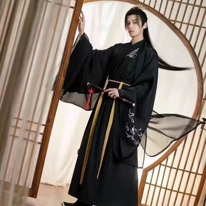 Han Chinese Clothing for Men Style Fairy Style Large Size Ancient Costume Handsome Ancient Style Chivalrous Scholar Student Summer Business Attire