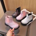 Children Chelsea Boots Paillette Sparkly Three Colors Chunky Girl's Autumn Boot Short Zipper Ankle-high 21-30 Trendy Kids Shoes.