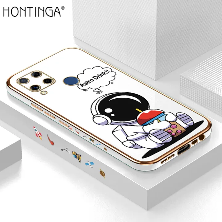 Hontinga%20for%20Realme%20C15%20Back%20Cover%20+%20Free%20Lanyard%20Luxury%206D%20Plating%20Cartoon%20Happy%20Astronaut%20Side%20Pattern%20Case%20Soft%20Silicone%20Square%20Mobile%20Cover%20-%20Image%202