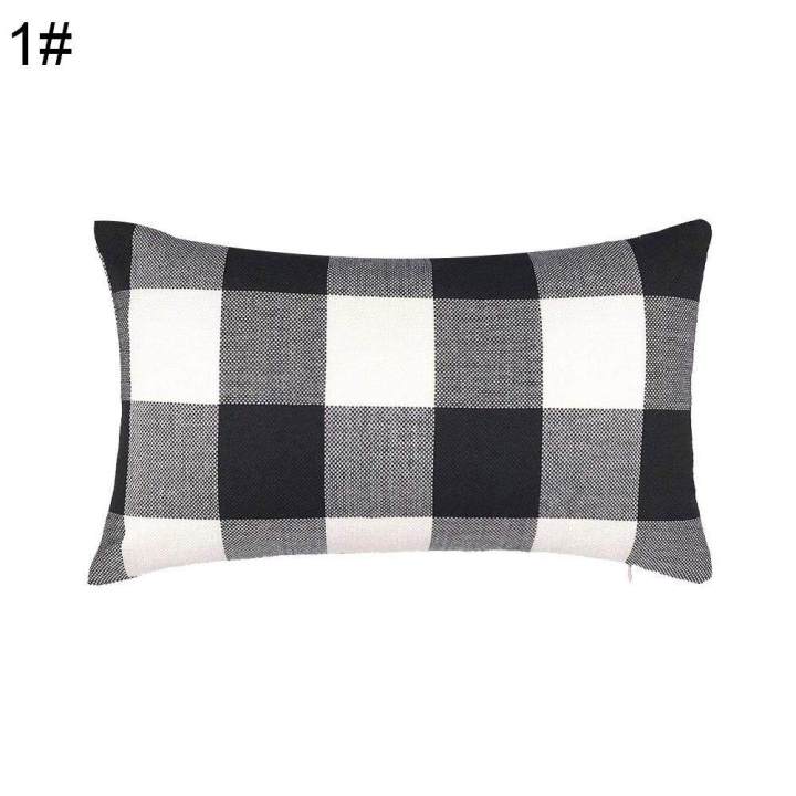 venicenight 30x50cm Plaid Linen Throw Pillow Case Cushion Cover Home Sofa Car Bed Decoration