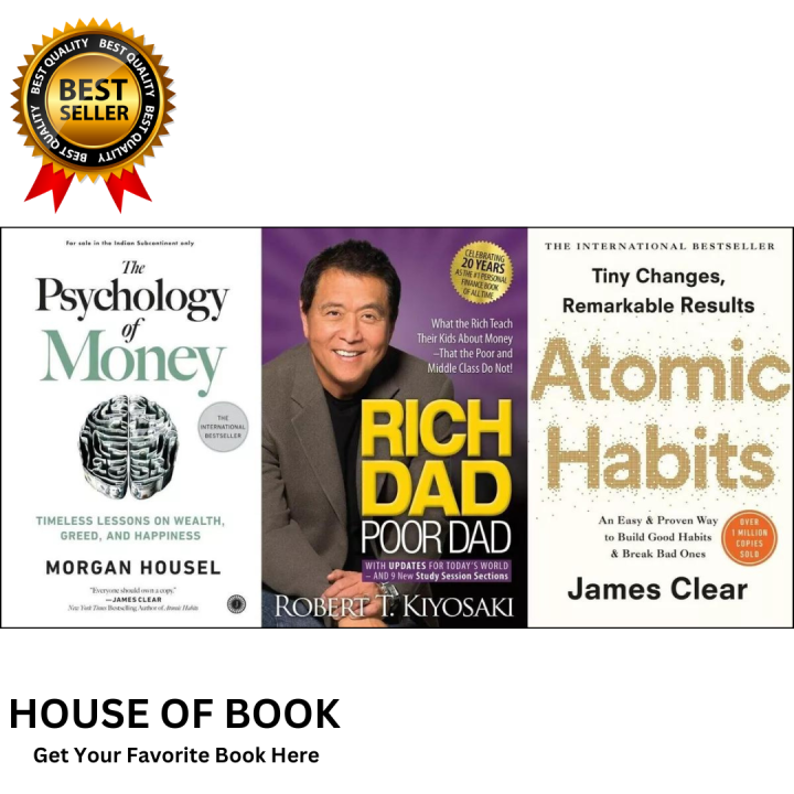 Combo Set of 3 Books ( Psychology of Money+ Rich Dad Poor Dad + Atomic ...