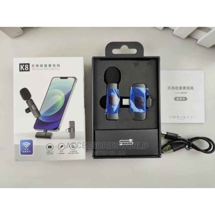 K8 Wireless Microphone Professional Lapel Lavalier Microphone Portable Audio Video Mic Remove Noise Mini Mic Lapel For YouTube Facebook Vloggers Interview Auto-syncs- C -Type
