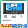 সোলার চার্জ কন্ট্রোলার 12v 24v অটো আউটপুট রেগুলেটর পিভি হোম ব্যাটারি চার্জার lcd ডিসপ্লে ডিজিটাল পিডব্লুএম চার্জ কন্ট্রোলার 10a চার্জিং এবং 20-200w প্যানেলের জন্য আউটপুট - 12 volt battery charger.