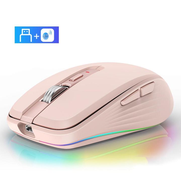 (New)Fmouse M303 2400DPI Bluetooth&2.4G Dual Modes Rechargeable RGB Mouse(Gray)