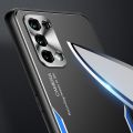 For OPPO Reno5 Pro+ 5G/Reno5 Pro Plus 5G Electroplated Metal Back Panel Soft TPU Bumper Double Shockproof Protective Cover Compatible case.