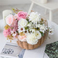 Artificial Flowers Rose lavender Hydrangea Daisy Autumn Hybrid Bouquet for Home Wedding Christmas Decor Fall Silk Fake Flower.