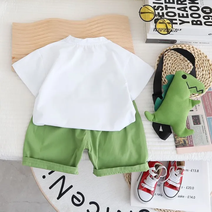 2024%20Children's%20Short%20Sleeve%20Dinosaur%20Set%20Summer%20New%20Boys%20Kids%20Baby%20T-shirt%20Shorts%202-Piece%20Set%20Korean%20Version%20-%20Image%203