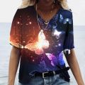 New V-neck Summer Women's T-shirt Fashion Tops Butterfly Print Oversized Female Tees 5xl 3d print T-shirt Street Casual Clothes.