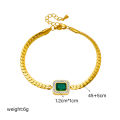 316L Stainless Steel Luxury Non-fading Square Green Crystal Zircon Pendant Necklace Earrings Jewelry Set For Women Gifts. 