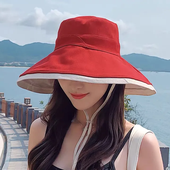 Big%20Brim%20Fisherman%20Hat%20Women's%20Summer%20UV-Proof%20Sun%20Hat%20Women's%20Korean-Style%20Trendy%20Sun-Proof%20Face%20Covering%20Japanese%20Style%20All-Matching%20-%20Image%203
