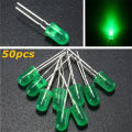 50Pcs- 5Mm Colorful Green Led 5Mm Round Led Light Emitting Diode Basic Green Light Bulbs For Electronics Project Indicator Front Panels Led Light Diy - Rgb Light.
