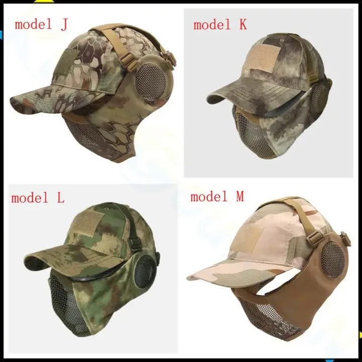 Tactical%20Airsoft%20Mask%20Half%20Face%20Strike%20Metal%20Mesh%20Protective%20Skull%20Mask%20&%20Cap%20Ear%20protection%20Hunting%20Accessories%20-%20Image%204