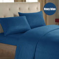 1000TC Egyptian Cotton Striped Double//King Size Bed Sheet Set 4 Pieces - NAVY SATIN twin. 