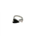 Simple Black Double Heart Open Ring for Women Ins Girl New Accessories Adjustable. 