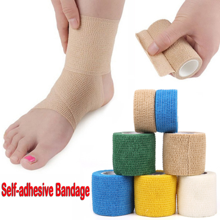 1 Roll of Gauze Medical Bandage Self-adhesive Breathable Elastic Bandage for Sports Fixed Fingers Wrists and Legs 2.5cm/5cmx4.5m