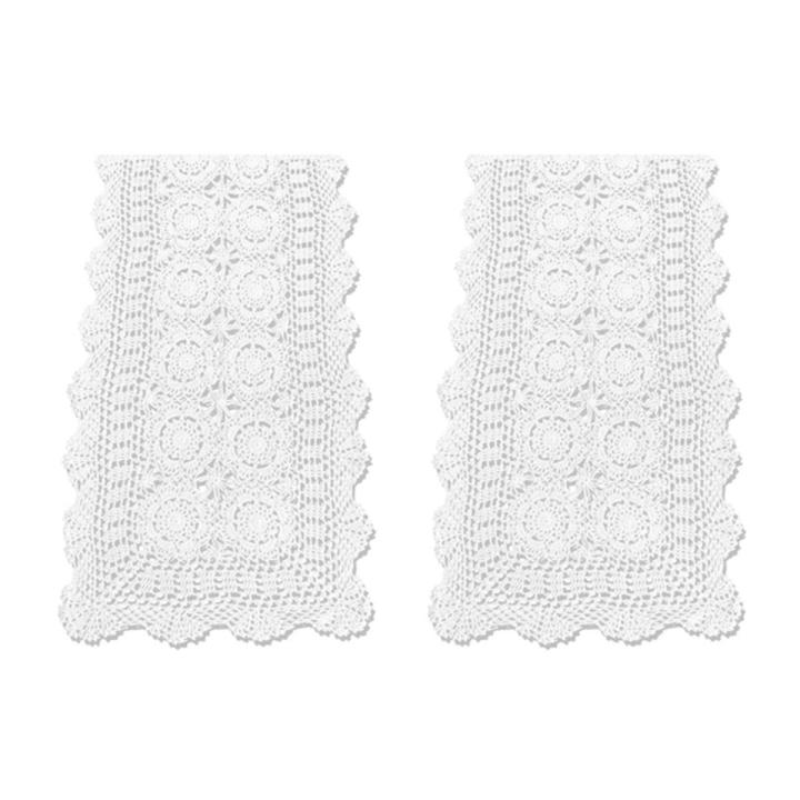2X Cotton Handmade Crochet Lace Table Runner White Rectangle Coffee Table Dresser Decor