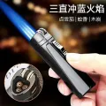 Metalgmas Flint Lighter Jet Butanegmrinding Wheel Three Torch Turbo Lighters Cigerettes Accessories Cigar Smoking Lighters. 
