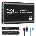 4X Audio Video Capture Card, 4K USB 3.0 Capture Adapter Video Converter for Gaming Streaming Live Broadcast Recording.