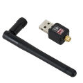 Wireless Wifi Adapter 300 Mbps 20dBm Antenna USB Wifi Receiver Network Card - Black. 
