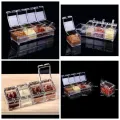 4pcs Crystal Clear Seasoning Box Acrylic Spice Rack Storage Condiment Jars Containers With One Spoon For Kitchen Organization by - Sara Collection zone.