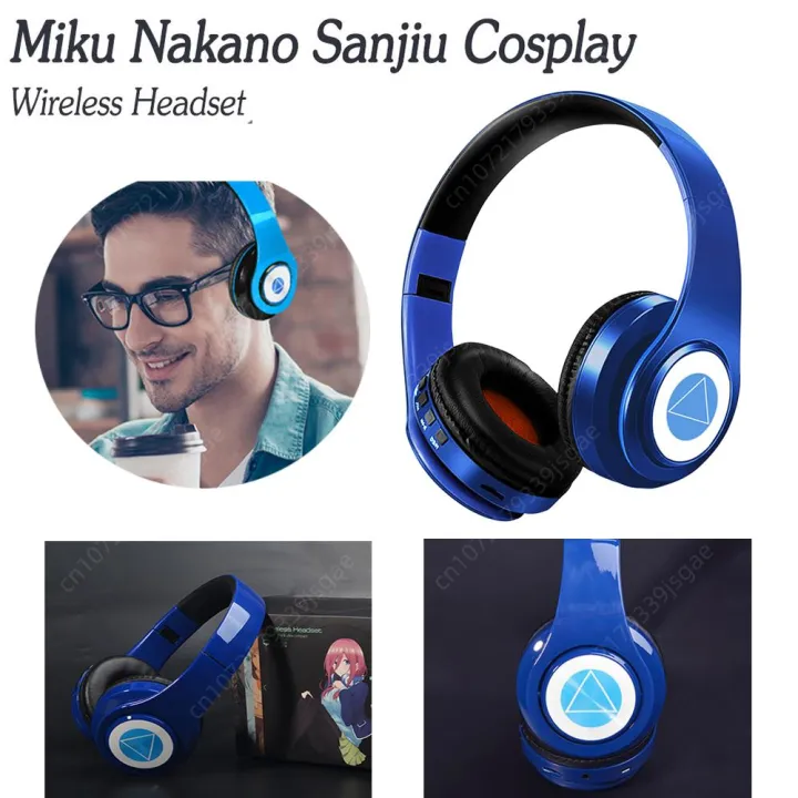 Miku Nakano Sanjiu Cosplay Wireless Bluetooth-compatible Headset 5.0 Over-ear Stereo Anime Headphones with Mic for Mobile Phone