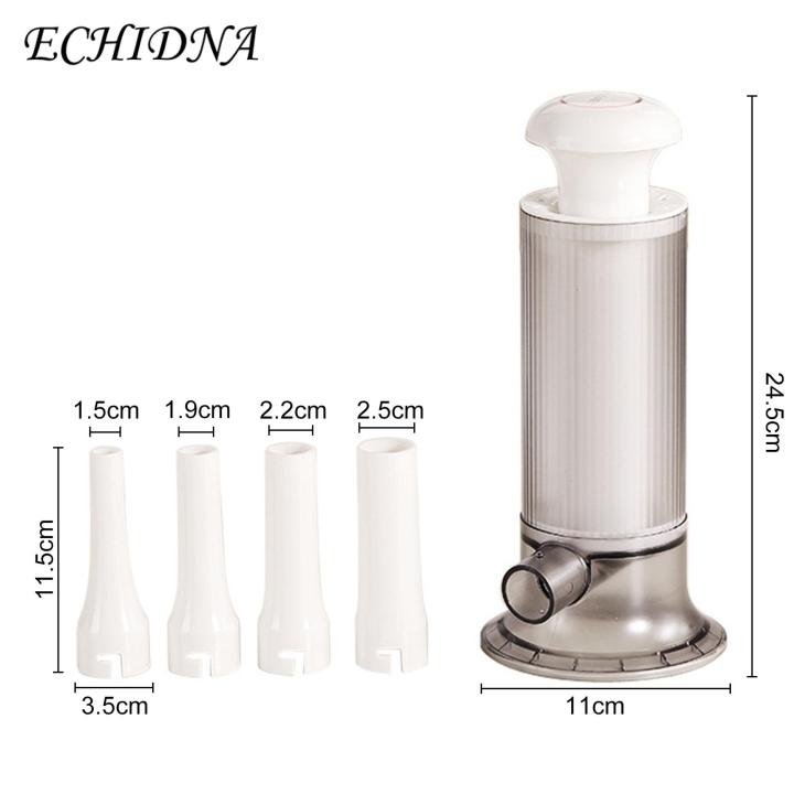 Sausage Filler with Silicone Bottom Stainless Steel Manual Sausage Stuffer Machine with 4 Tubes Homemade Sausage Maker for Kitchen Use Easy to Use Clean Household Essential Quick Sausage Filling Tool