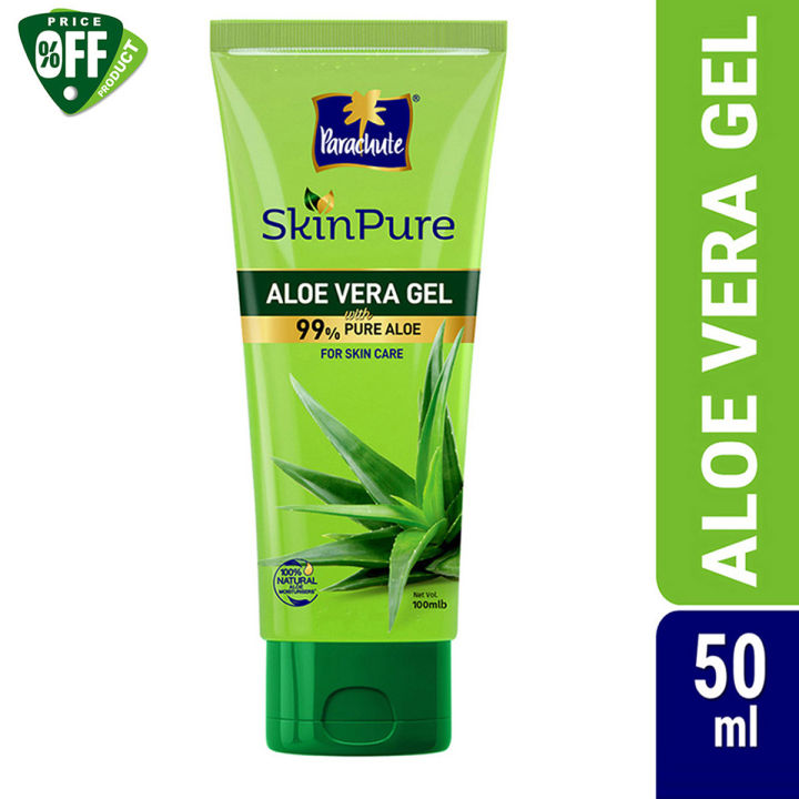 Parachute SkinPure Aloe Vera Gel | 99% Pure Aloe| For Soft, Moisturized & Hydrated Skin| Heals, Repairs, Protects Skin| 8h moisturization| Soothes Sunburn| All Skin Types | 50 ml