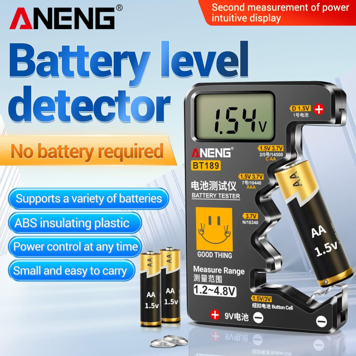 Digital Battery Tester LCD-Display C-D-N AA 9V 1.5V Button Cell Battery Capacity Check Detectors Checkered Load